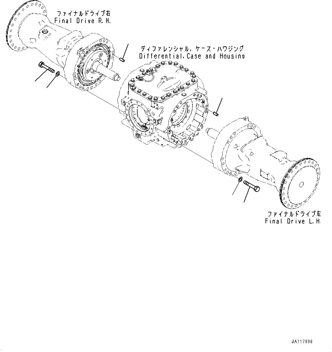 Komatsu parts book diagram for WA475-11E0 S/N H30051-UP: REAR AXLE, WITHOUT REINFORCED TYPE AND LIMITED SLIP DIFFERENTIAL, HOUSING MOUNTING