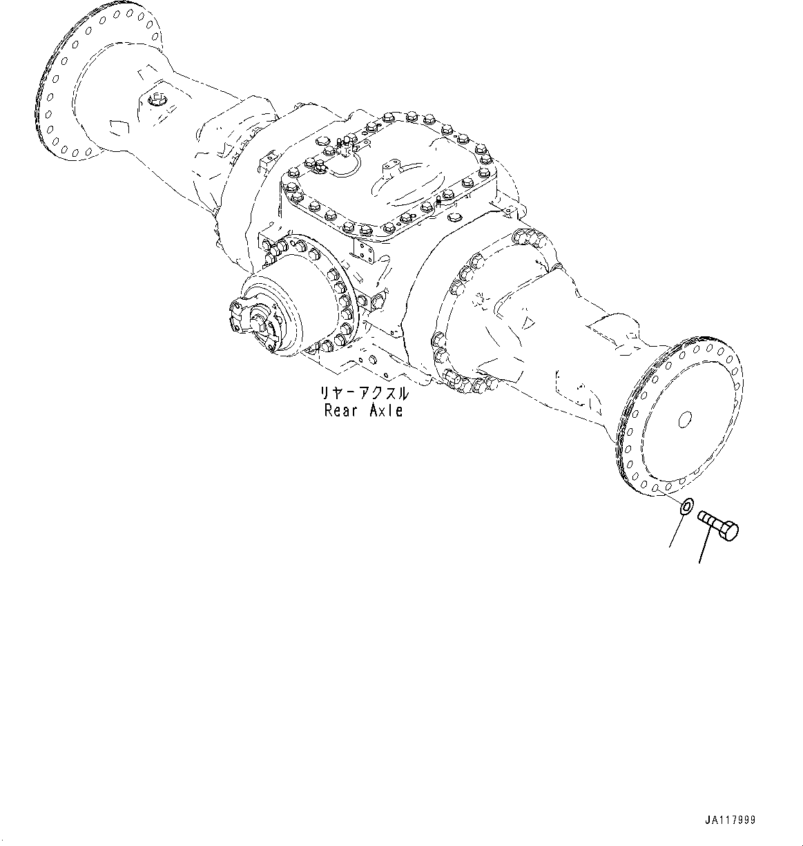Komatsu parts book diagram for WA475-11E0 S/N H30051-UP: REAR AXLE, WITH REINFORCED TYPE, WITHOUT LIMITED SLIP DIFFERENTIAL, WHEEL RIM MOUNTING