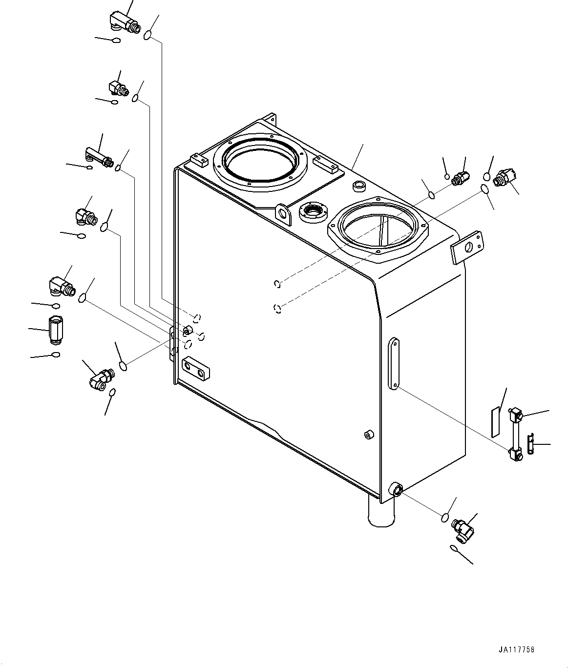 Komatsu parts book diagram for WA475-11E0 S/N H30051-UP: HYDRAULIC TANK, TANK AND ELBOW