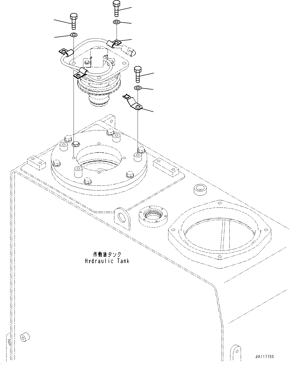 Komatsu parts book diagram for WA475-11E0 S/N H30051-UP: HYDRAULIC TANK, VALVE MOUNTING