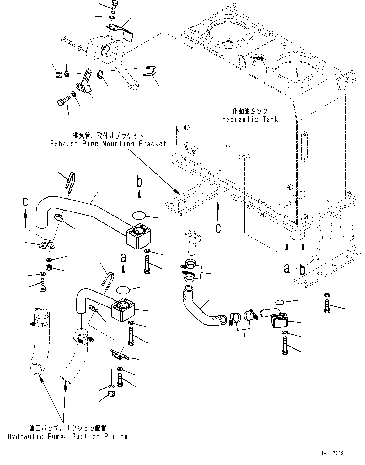 Komatsu parts book diagram for WA475-11E0 S/N H30051-UP: HYDRAULIC TANK, MOUNTING AND PIPING