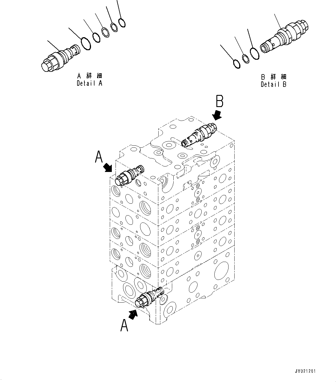 Komatsu parts book diagram for WA475-11E0 S/N H30051-UP: CONTROL VALVE, WITH 2-SPOOL CONTROL VALVE, 4-VALVE (2/14)