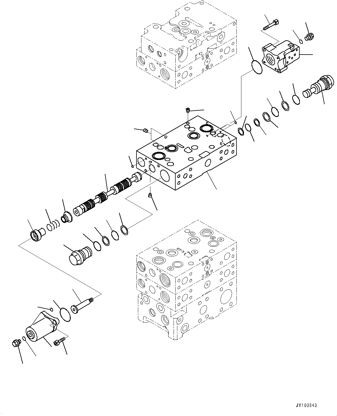 Komatsu parts book diagram for WA475-11E0 S/N H30051-UP: CONTROL VALVE, WITH 2-SPOOL CONTROL VALVE, 4-VALVE (8/14)