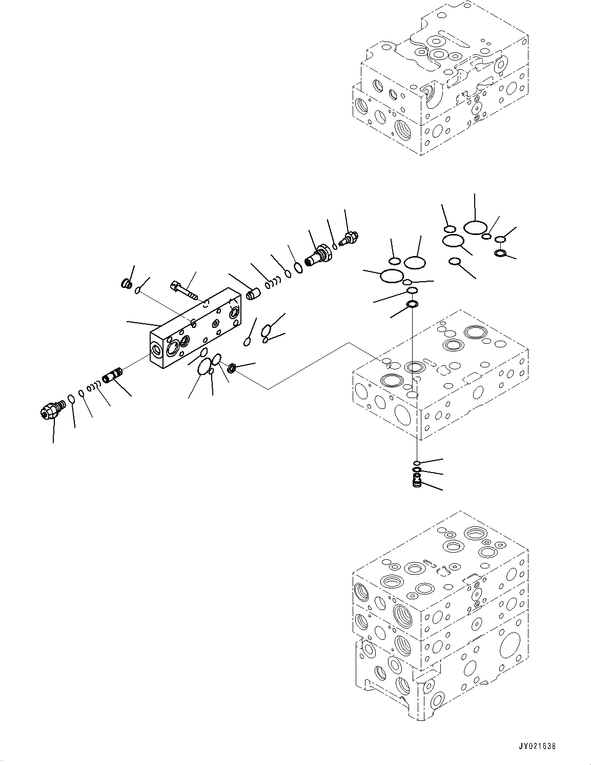 Komatsu parts book diagram for WA475-11E0 S/N H30051-UP: CONTROL VALVE, WITH 2-SPOOL CONTROL VALVE, 4-VALVE (10/14)