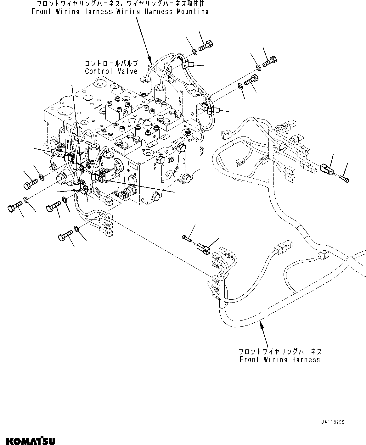 Komatsu parts book diagram for WA475-11E0 S/N H30051-UP: CONTROL VALVE, WITH 2-SPOOL CONTROL VALVE, RELATED PARTS
