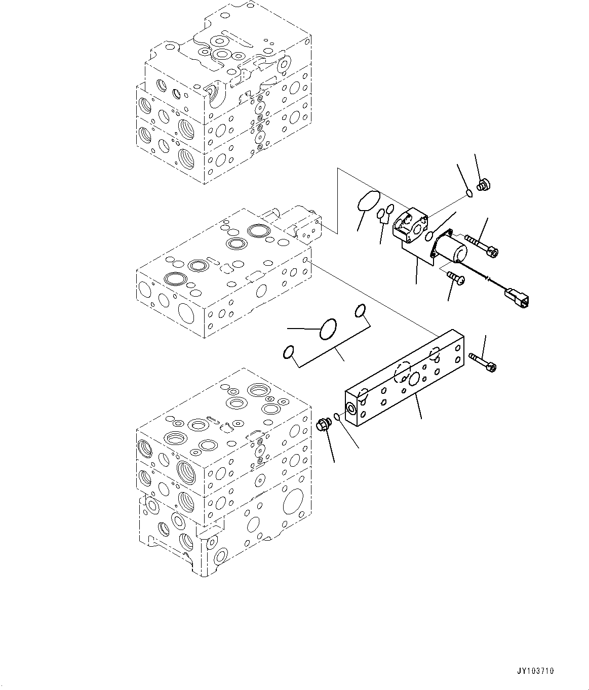 Komatsu parts book diagram for WA475-11E0 S/N H30051-UP: CONTROL VALVE, WITH 3-SPOOL CONTROL VALVE, 5-VALVE (9/16)