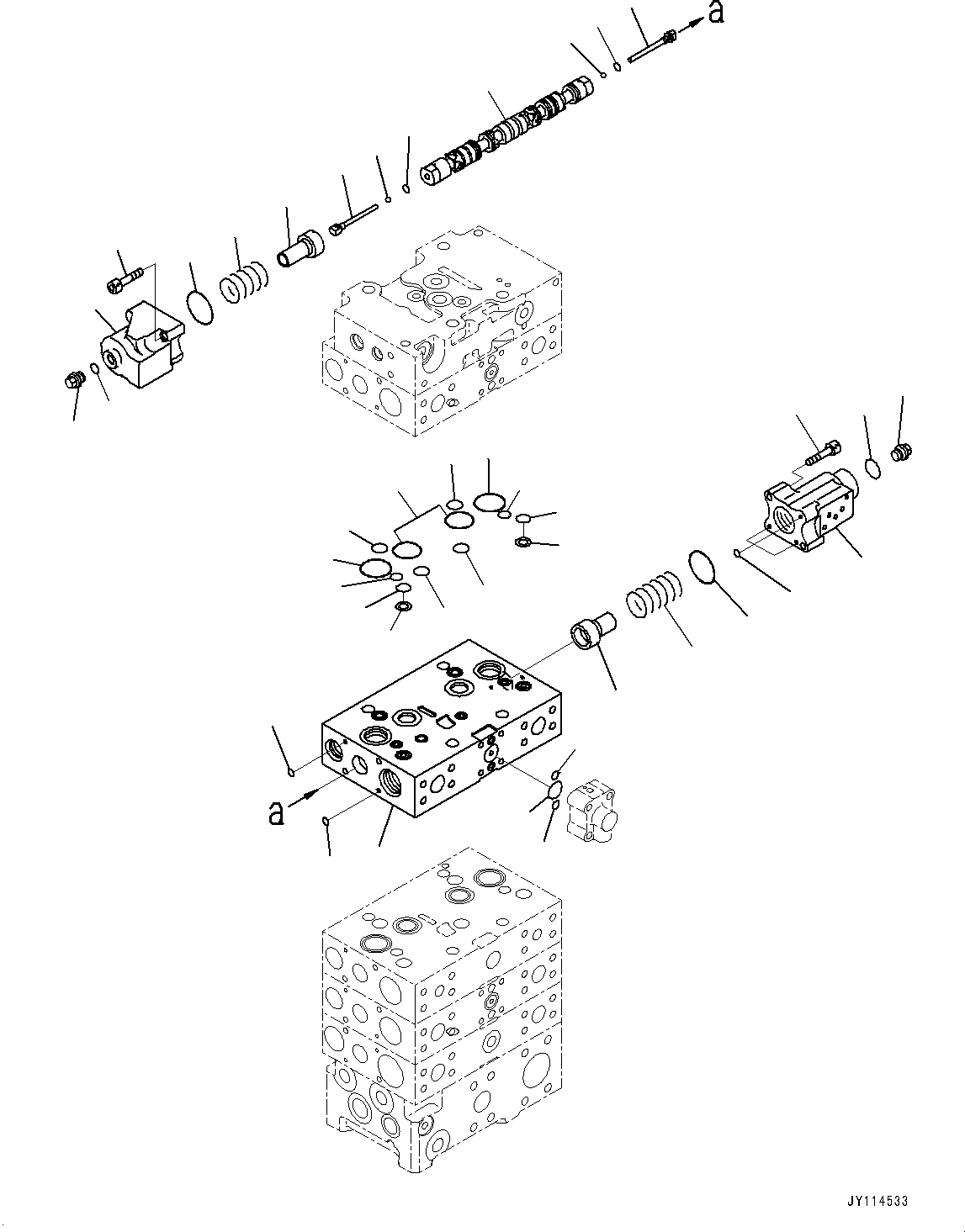 Komatsu parts book diagram for WA475-11E0 S/N H30051-UP: CONTROL VALVE, WITH 3-SPOOL CONTROL VALVE, 5-VALVE (11/16)