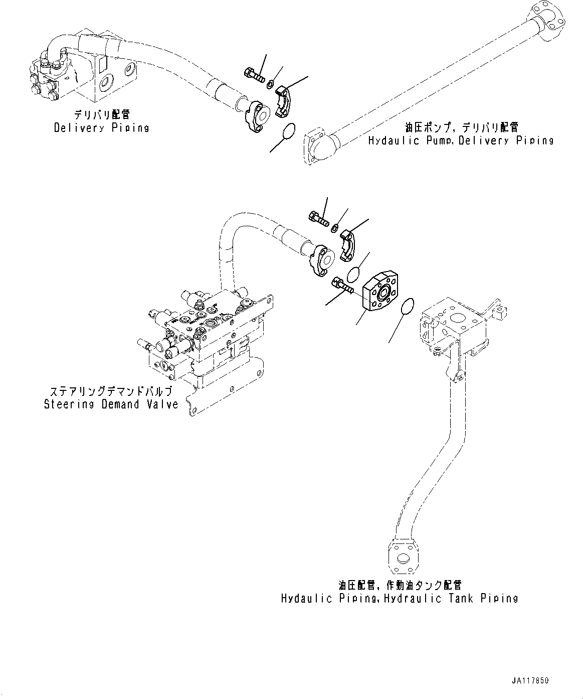 Komatsu parts book diagram for WA475-11E0 S/N H30051-UP: STEERING DEMAND VALVE, WITH AFJS, FLANGE