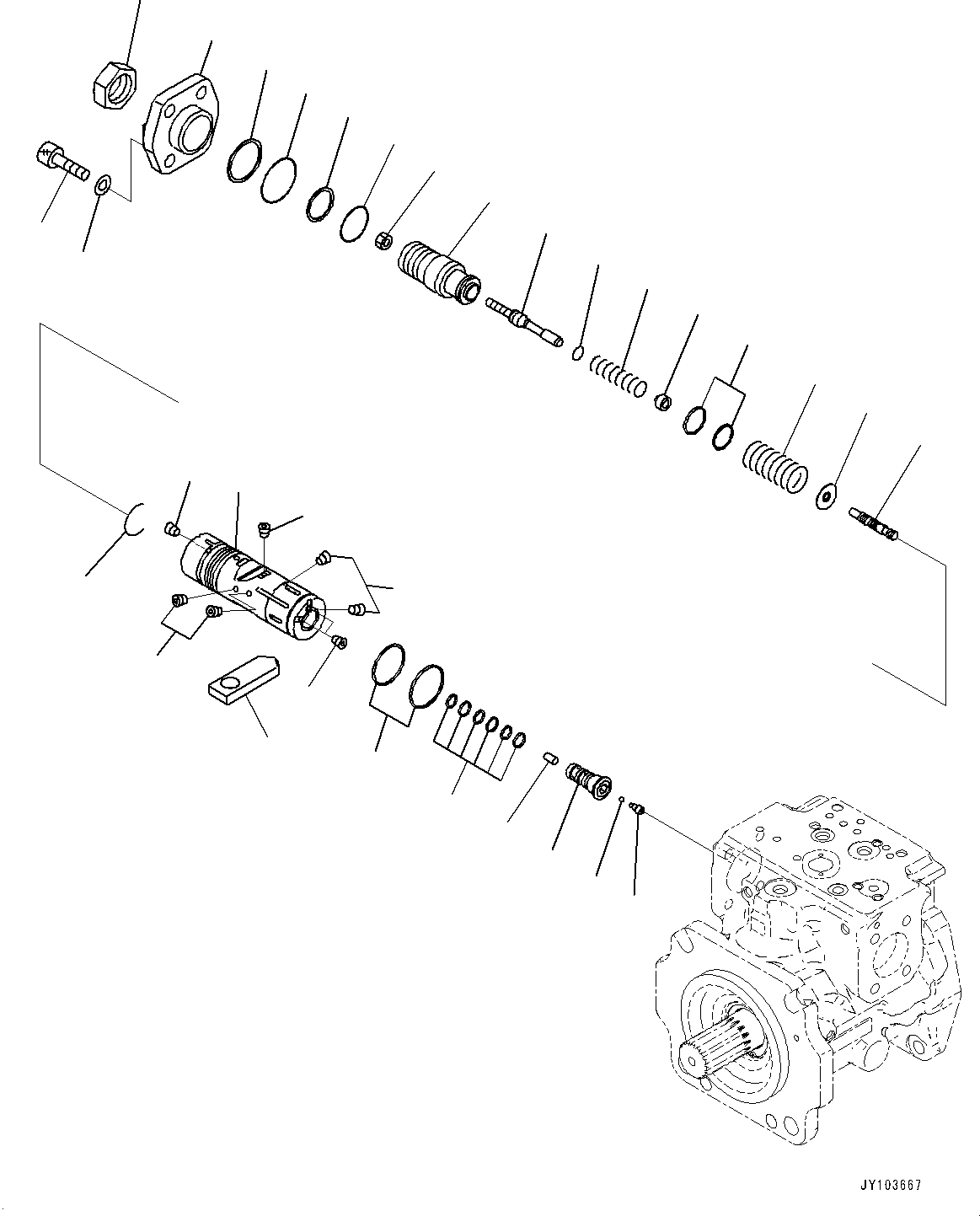 Komatsu parts book diagram for WA475-11E0 S/N H30051-UP: HYDRAULIC PUMP, WITH AFJS, PISTON PUMP (4/22)