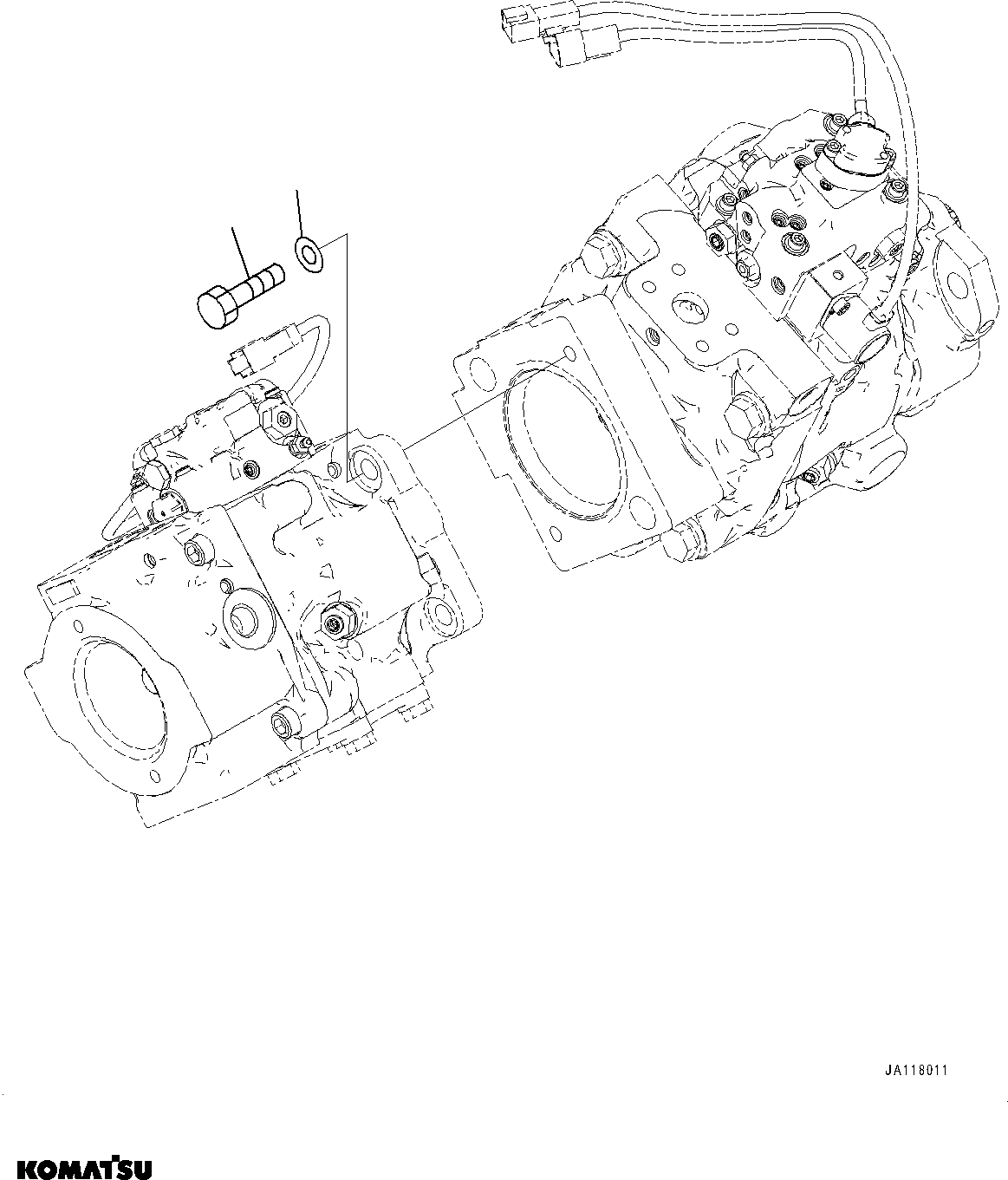 Komatsu parts book diagram for WA475-11E0 S/N H30051-UP: HYDRAULIC PUMP, WITH AFJS, PISTON PUMP MOUNTING (3/3)