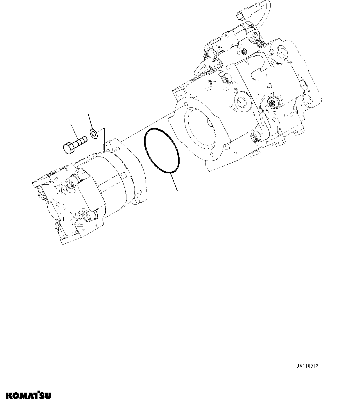 Komatsu parts book diagram for WA475-11E0 S/N H30051-UP: HYDRAULIC PUMP, WITH AFJS, GEAR PUMP MOUNTING (2/3)