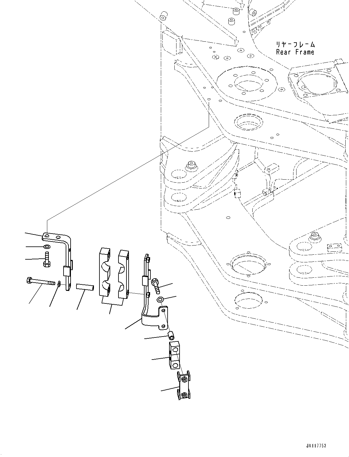 Komatsu parts book diagram for WA475-11E0 S/N H30051-UP: HYDRAULIC PIPING, WITH 2-SPOOL CONTROL VALVE, CONTROL VALVE PIPING MOUNTING