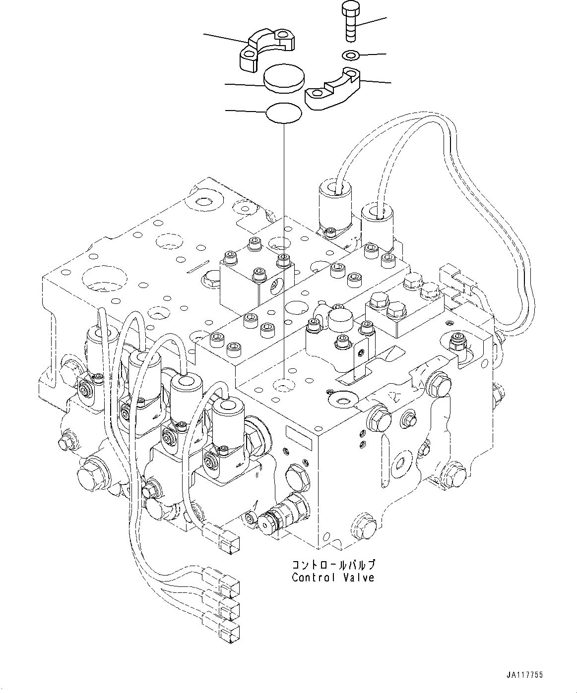 Komatsu parts book diagram for WA475-11E0 S/N H30051-UP: HYDRAULIC PIPING, WITH 3-SPOOL CONTROL VALVE, CONTROL VALVE RELATED PARTS