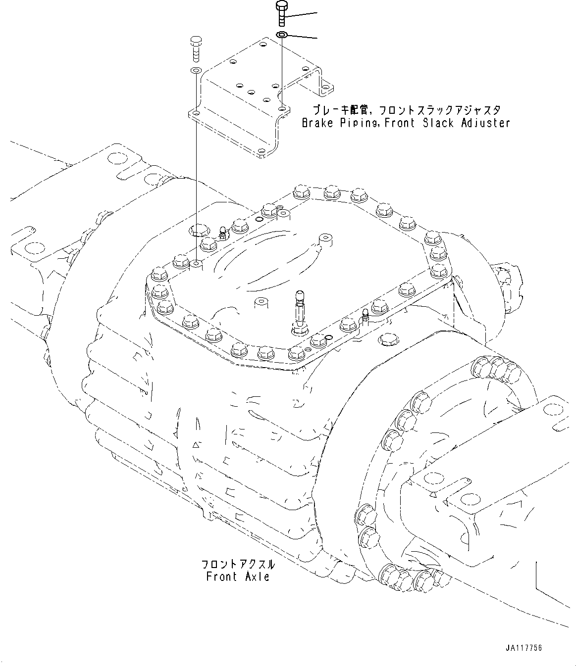 Komatsu parts book diagram for WA475-11E0 S/N H30051-UP: HYDRAULIC PIPING, WITH 2-SPOOL CONTROL VALVE, FRONT SLACK ADJUSTER RELATED PARTS