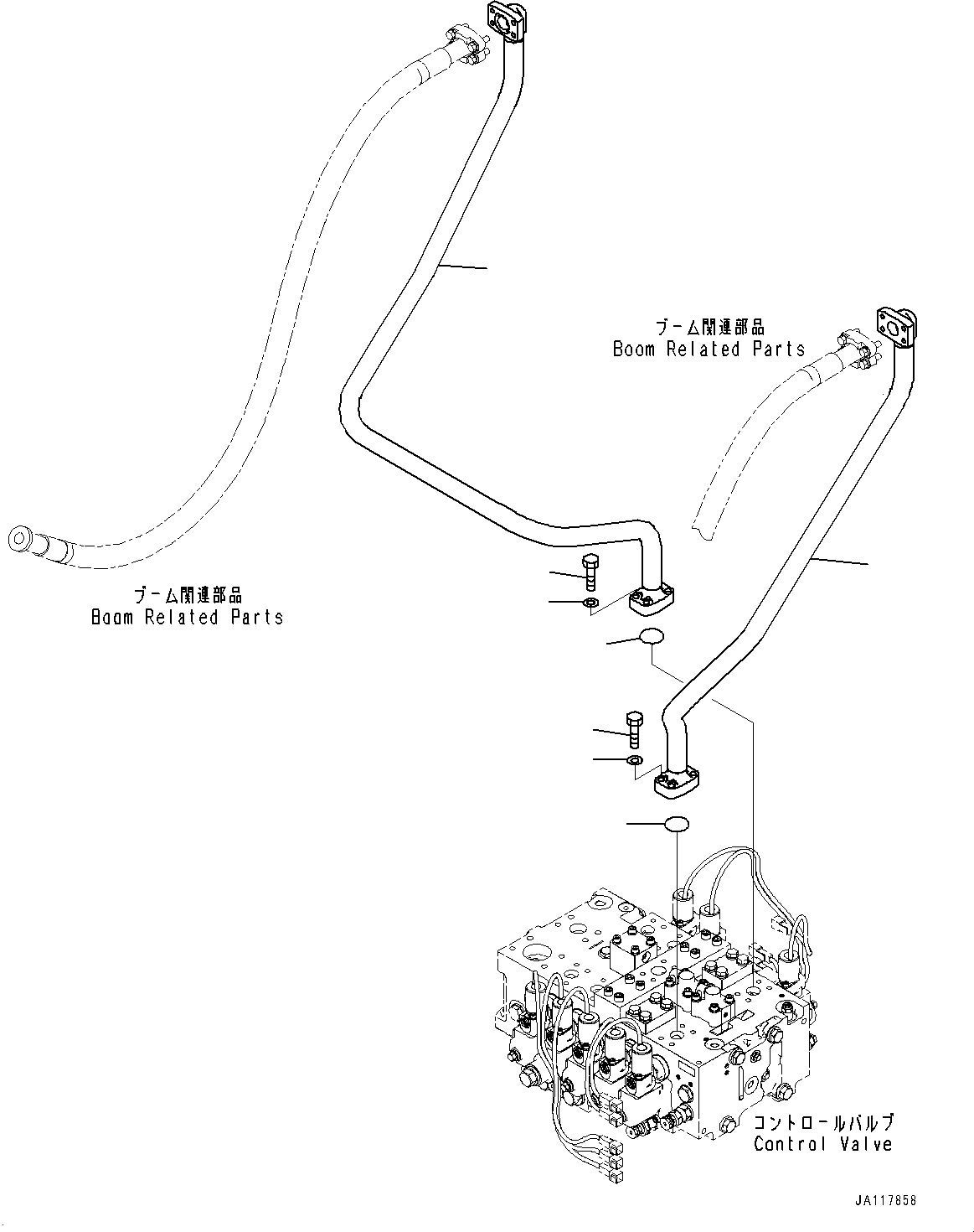 Komatsu parts book diagram for WA475-11E0 S/N H30051-UP: HYDRAULIC PIPING, WITH 3-SPOOL CONTROL VALVE, ATTACHMENT PIPING
