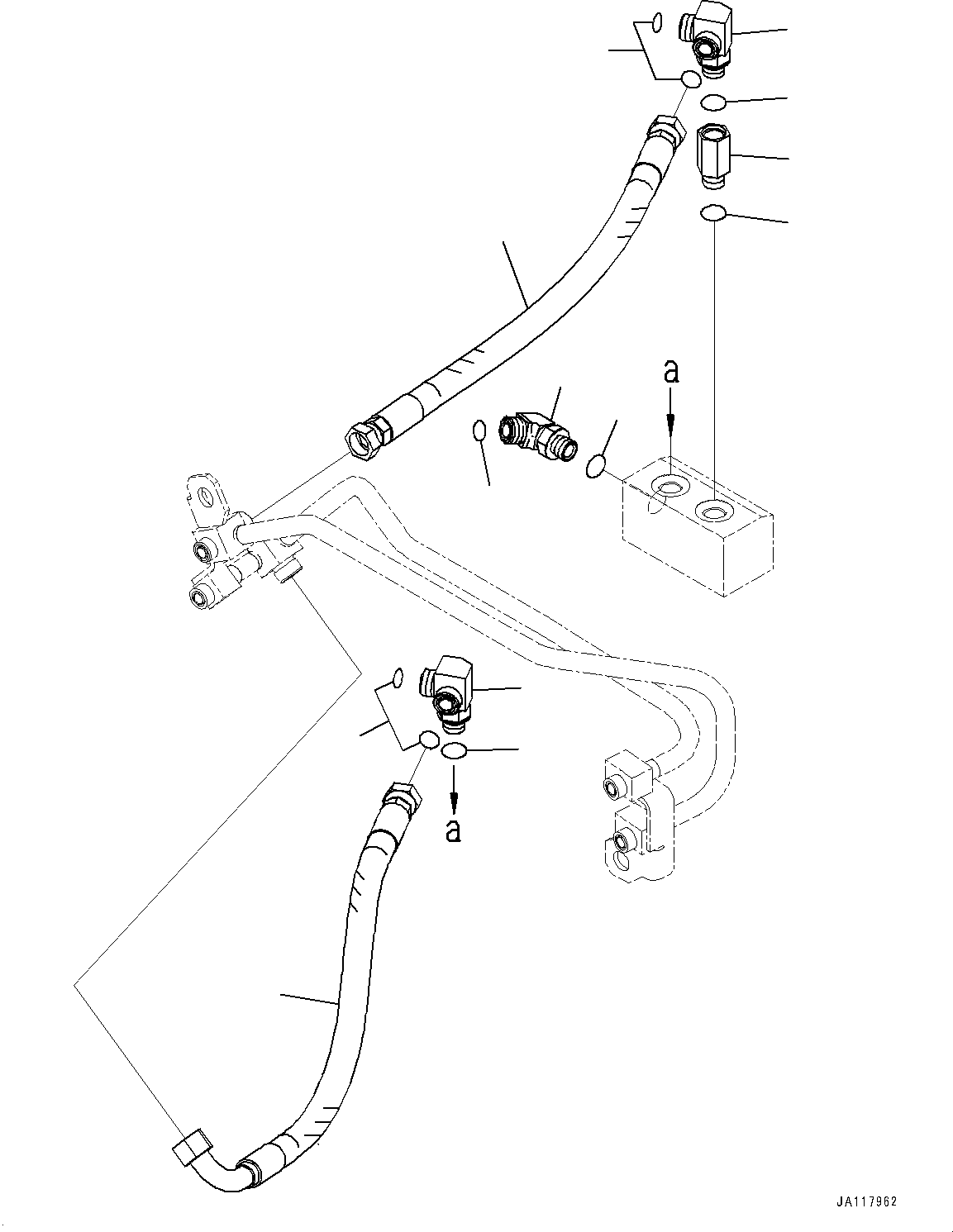 Komatsu parts book diagram for WA475-11E0 S/N H30051-UP: STEERING HYDRAULIC PIPING, WITH AFJS, PIPING (2/3)