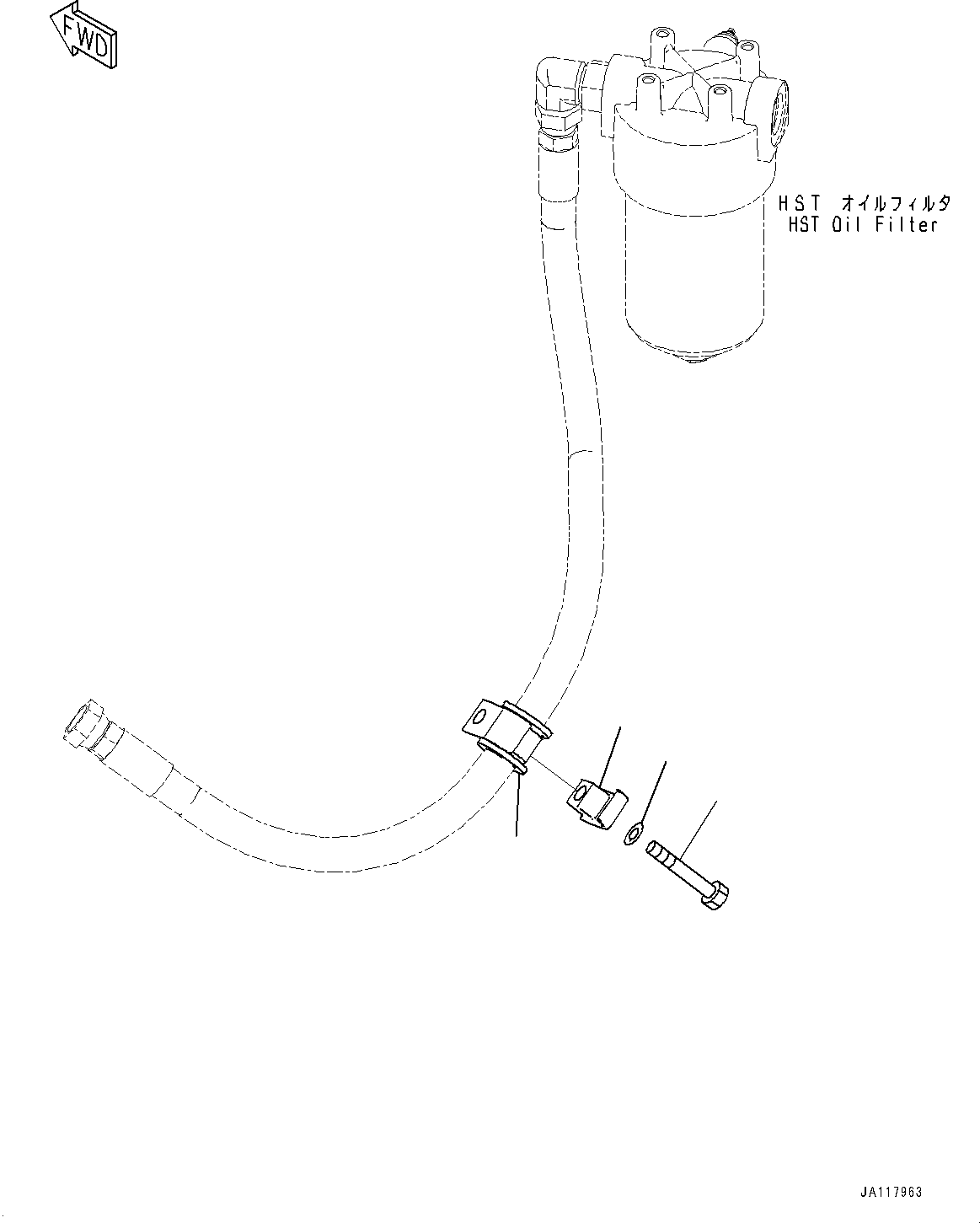 Komatsu parts book diagram for WA475-11E0 S/N H30051-UP: STEERING HYDRAULIC PIPING, WITH AFJS, CLAMP