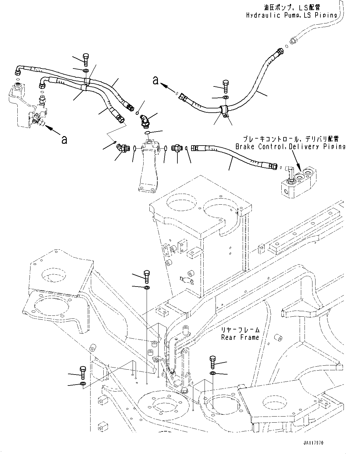Komatsu parts book diagram for WA475-11E0 S/N H30051-UP: STEERING HYDRAULIC PIPING, WITH AFJS, PIPING (3/3)