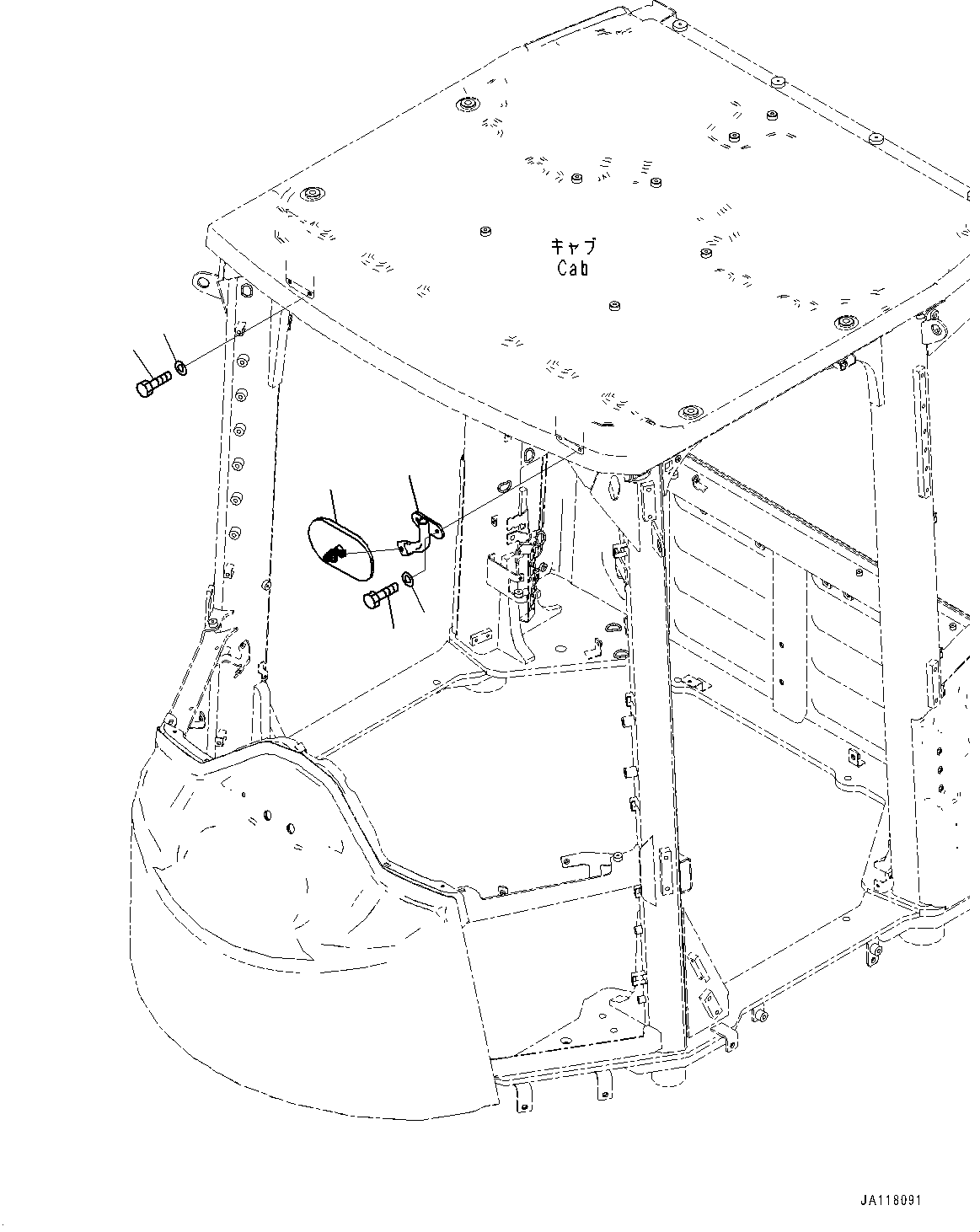 Komatsu parts book diagram for WA475-11E0 S/N H30051-UP: ROPS CAB AND FLOOR FRAME GROUP, WITH AFJS, MIRROR