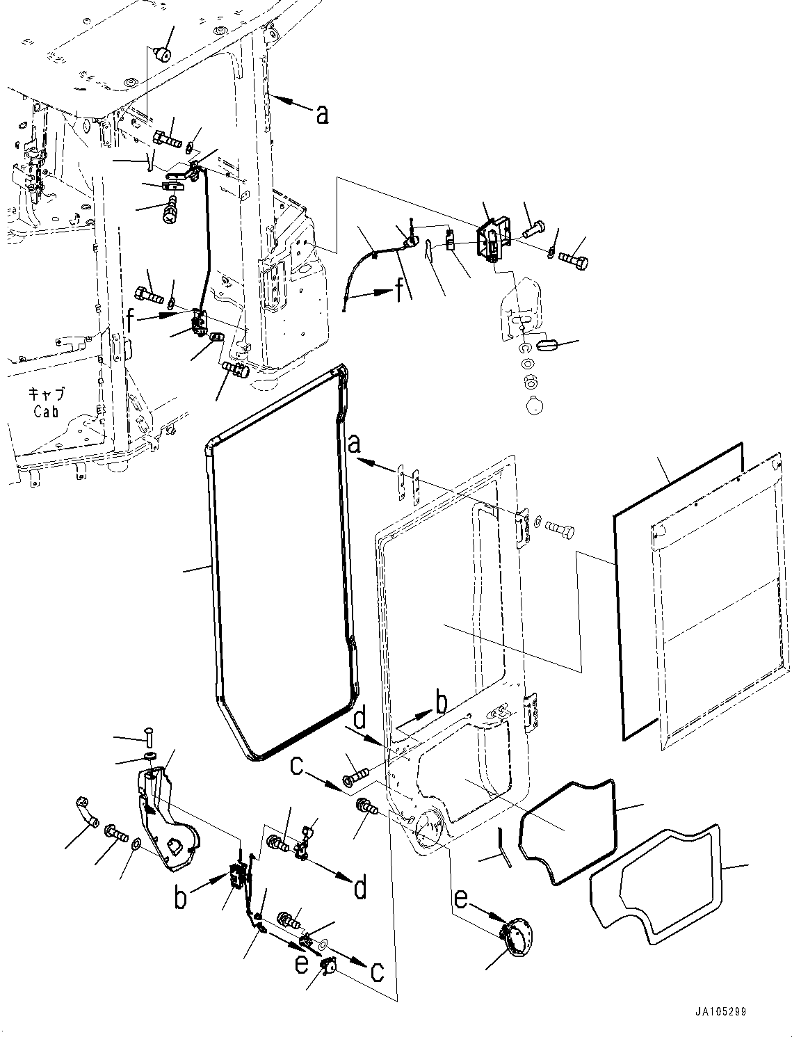 Komatsu parts book diagram for WA475-11E0 S/N H30051-UP: ROPS CAB AND FLOOR FRAME GROUP, WITH AFJS, DOOR, L.H. (2/3)