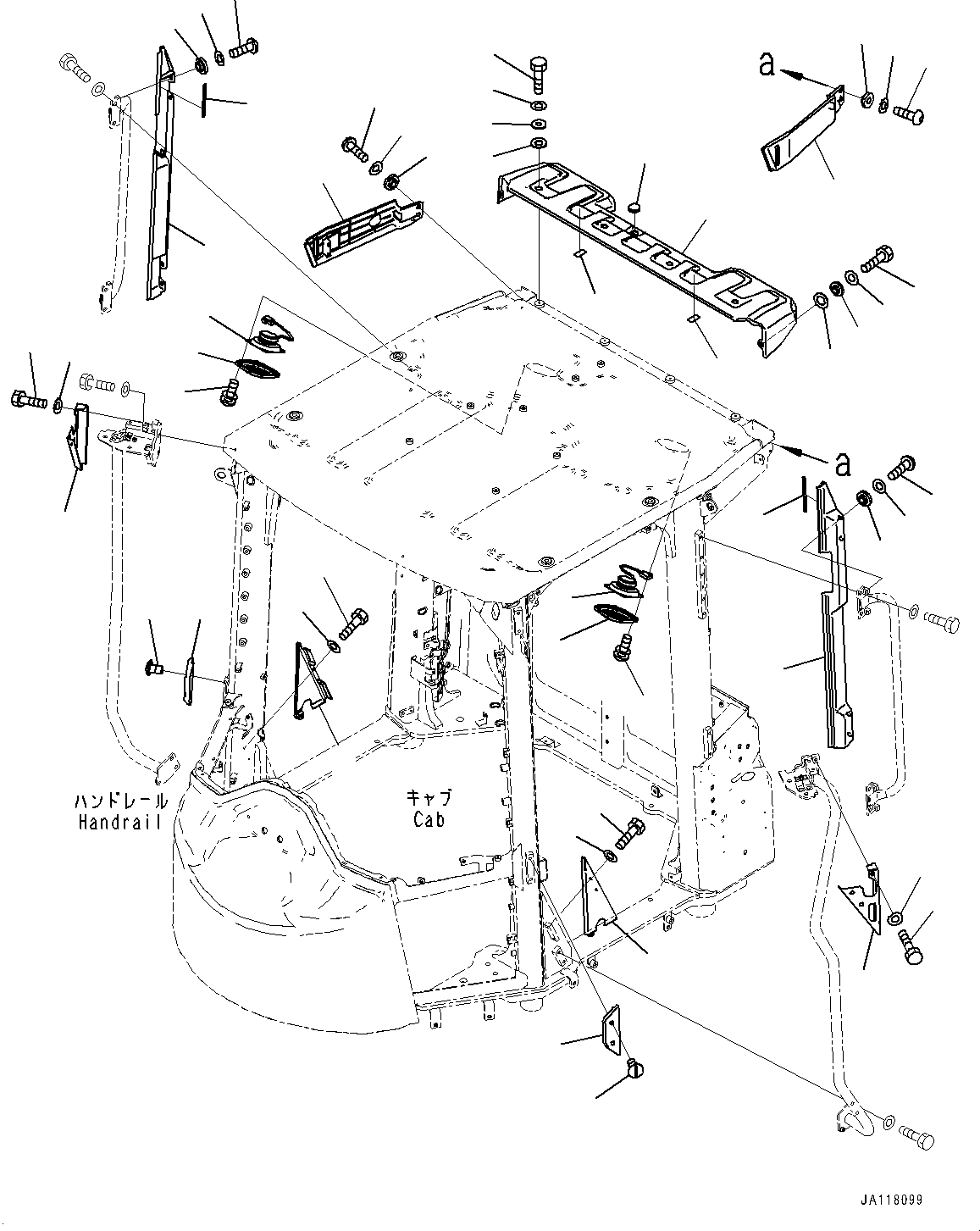 Komatsu parts book diagram for WA475-11E0 S/N H30051-UP: ROPS CAB AND FLOOR FRAME GROUP, WITH AFJS, COVER