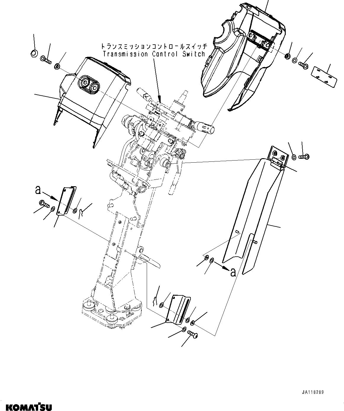Komatsu parts book diagram for WA475-11E0 S/N H30051-UP: ROPS CAB AND FLOOR FRAME GROUP, WITHOUT AFJS, STEERING COLUMN COVER