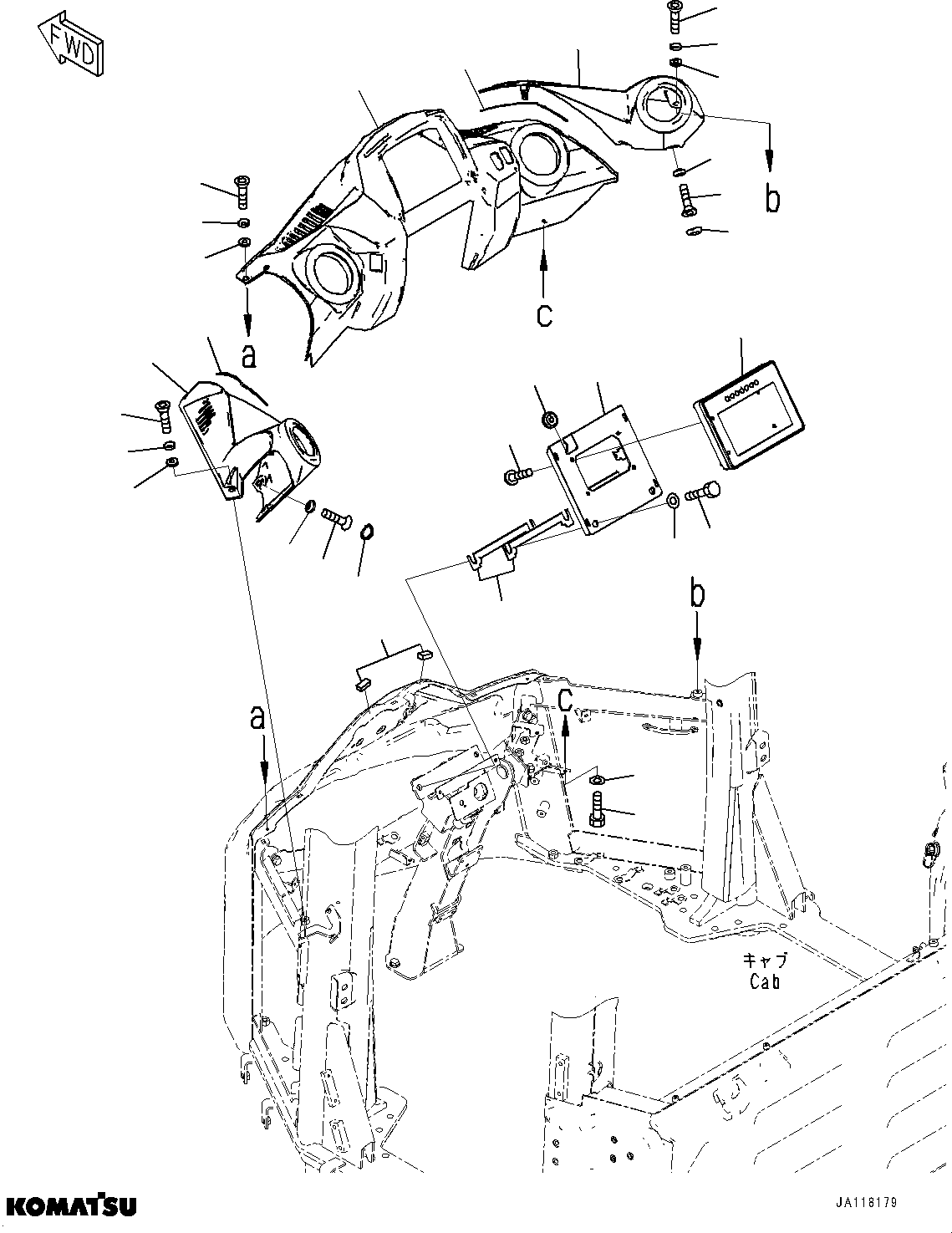 Komatsu parts book diagram for WA475-11E0 S/N H30051-UP: ROPS CAB AND FLOOR FRAME GROUP, WITH AFJS, MONITOR AND COVER