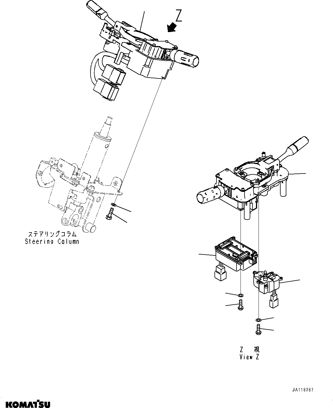 Komatsu parts book diagram for WA475-11E0 S/N H30051-UP: ROPS CAB AND FLOOR FRAME GROUP, WITHOUT AFJS, TRANSMISSION CONTROL SWITCH