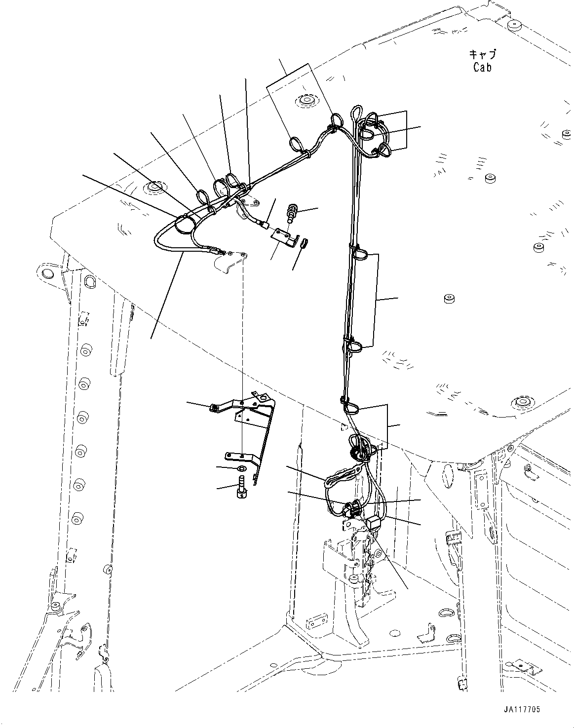 Komatsu parts book diagram for WA475-11E0 S/N H30051-UP: ROPS CAB AND FLOOR FRAME GROUP, WITHOUT AFJS, PARTS FOR LESS RADIO