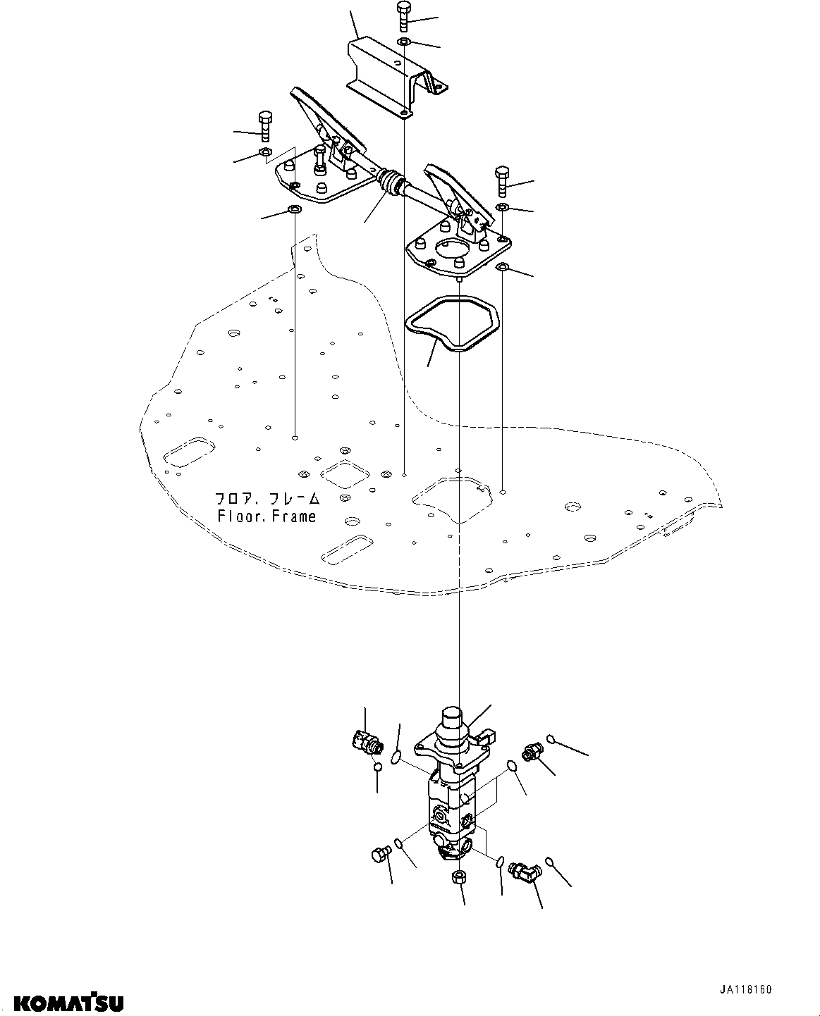 Komatsu parts book diagram for WA475-11E0 S/N H30051-UP: ROPS CAB AND FLOOR FRAME GROUP, WITH AFJS, PEDAL AND BRAKE VALVE
