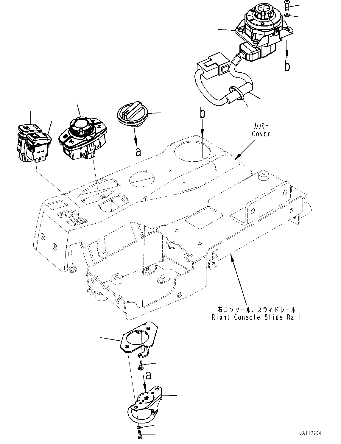 Komatsu parts book diagram for WA475-11E0 S/N H30051-UP: LOADER CONTROL UNIT, WITH EPC MULTI-FUNCTION MONO LEVER PCS, WITH AFJS, SWITCH BOX