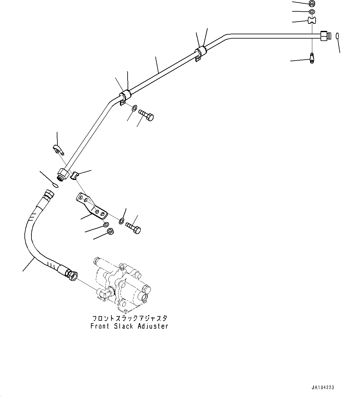 Komatsu parts book diagram for WA475-11E0 S/N H30051-UP: BRAKE CONTROL, WITHOUT AFJS, FRONT BRAKE PIPING