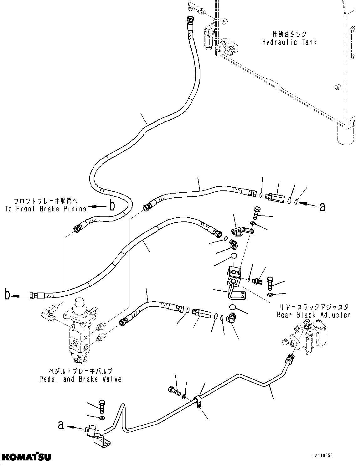 Komatsu parts book diagram for WA475-11E0 S/N H30051-UP: BRAKE CONTROL, WITHOUT AFJS, BRAKE PIPING
