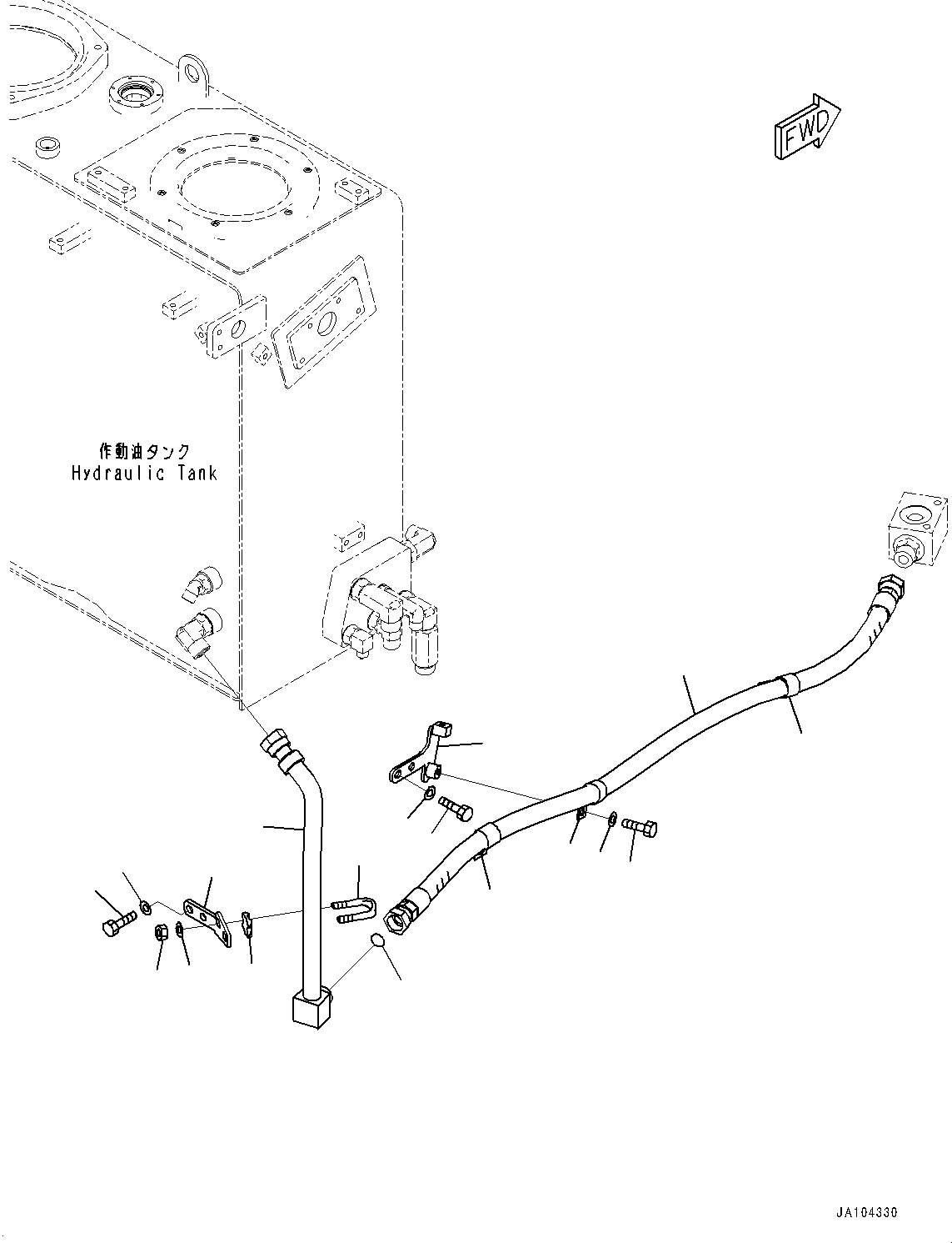 Komatsu parts book diagram for WA475-11E0 S/N H30051-UP: BRAKE CONTROL, WITH AFJS, HYDRAULIC TANK PIPING