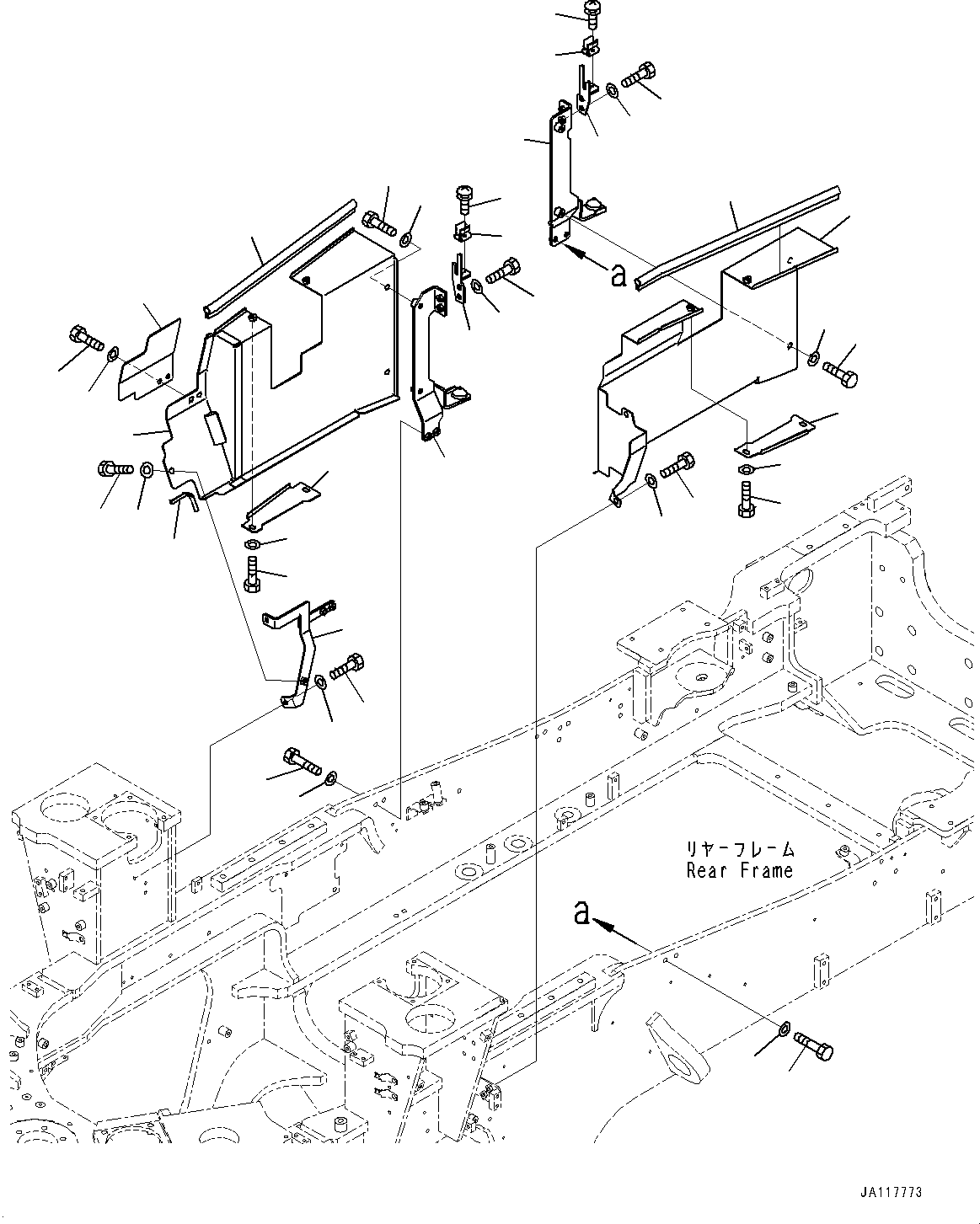 Komatsu parts book diagram for WA475-11E0 S/N H30051-UP: ENGINE HOOD, HYDRAULIC TANK COVER
