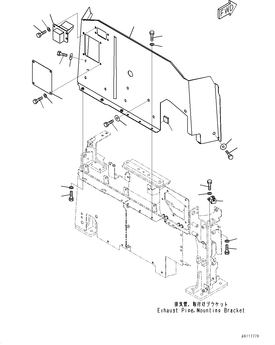 Komatsu parts book diagram for WA475-11E0 S/N H30051-UP: ENGINE HOOD, UPPER BAFFLE