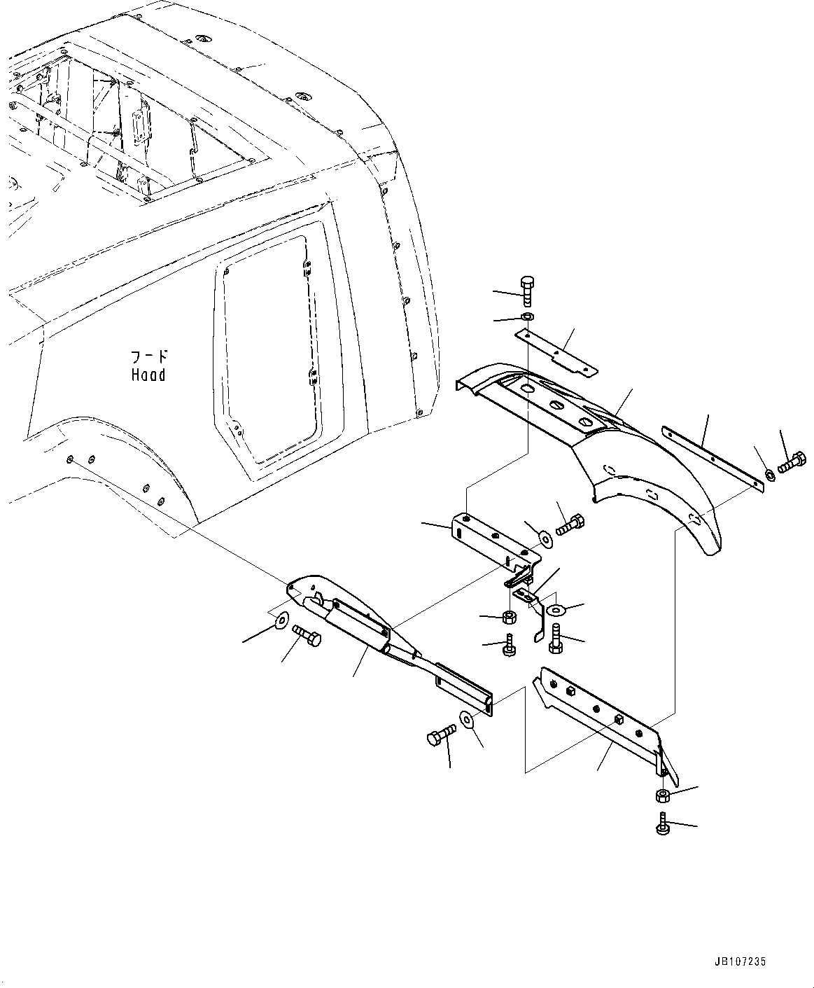 Komatsu parts book diagram for WA475-11E0 S/N H30051-UP: REAR FENDER, FENDER, L.H.