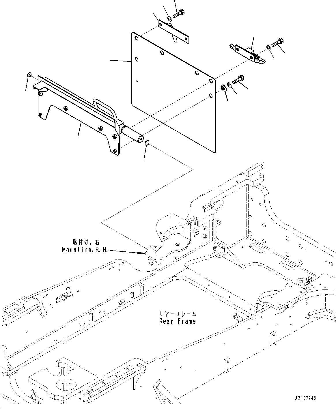 Komatsu parts book diagram for WA475-11E0 S/N H30051-UP: REAR FENDER, FENDER GUARD R.H.