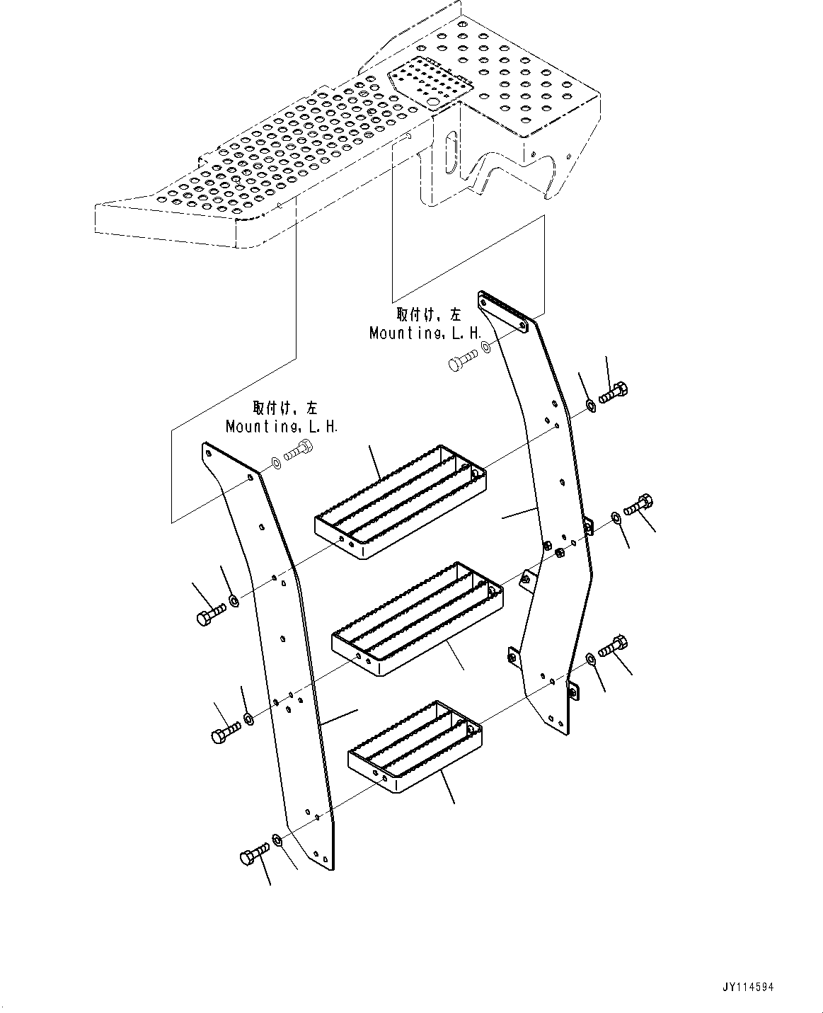 Komatsu parts book diagram for WA475-11E0 S/N H30051-UP: LADDER, LADDER L.H.