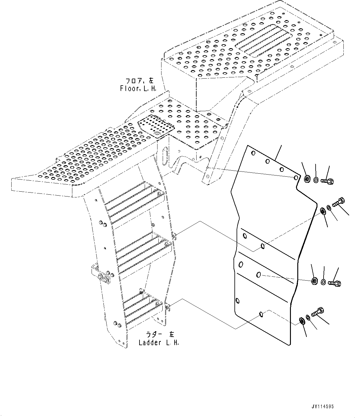Komatsu parts book diagram for WA475-11E0 S/N H30051-UP: LADDER, MUDGUARD, L.H.