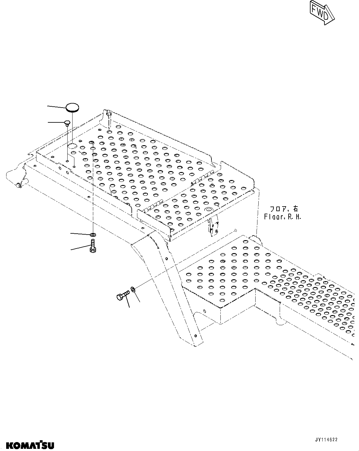 Komatsu parts book diagram for WA475-11E0 S/N H30051-UP: LADDER, PARTS FOR LESS WORKING LAMP (2/2)