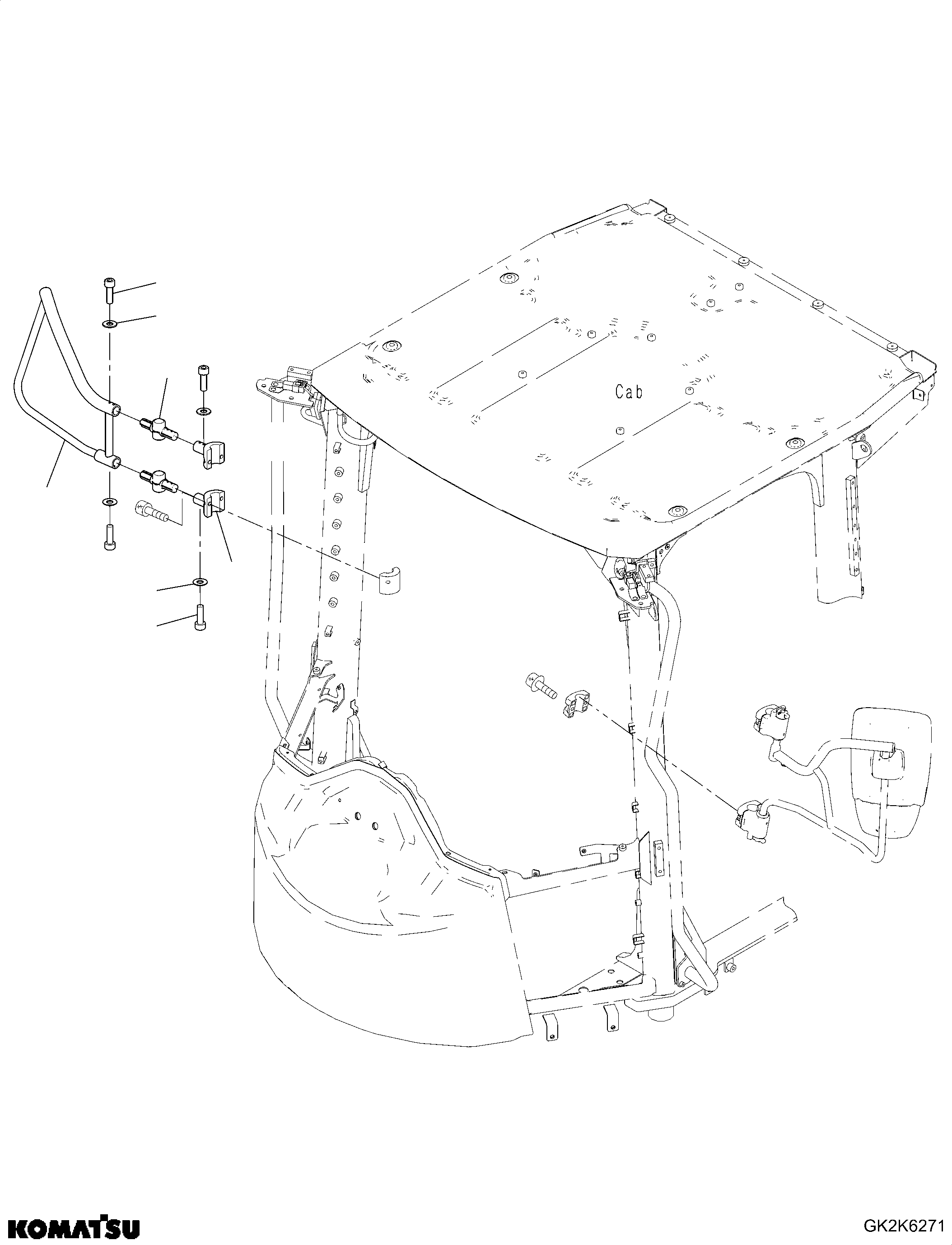 Komatsu parts book diagram for WA475-11E0 S/N H30051-UP: MIRROR, FOLDABLE