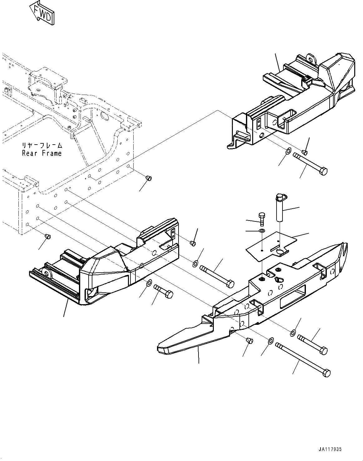 Komatsu parts book diagram for WA475-11E0 S/N H30051-UP: COUNTERWEIGHT, ADDITIONAL COUNTERWEIGHT, FOR STANDARD BOOM