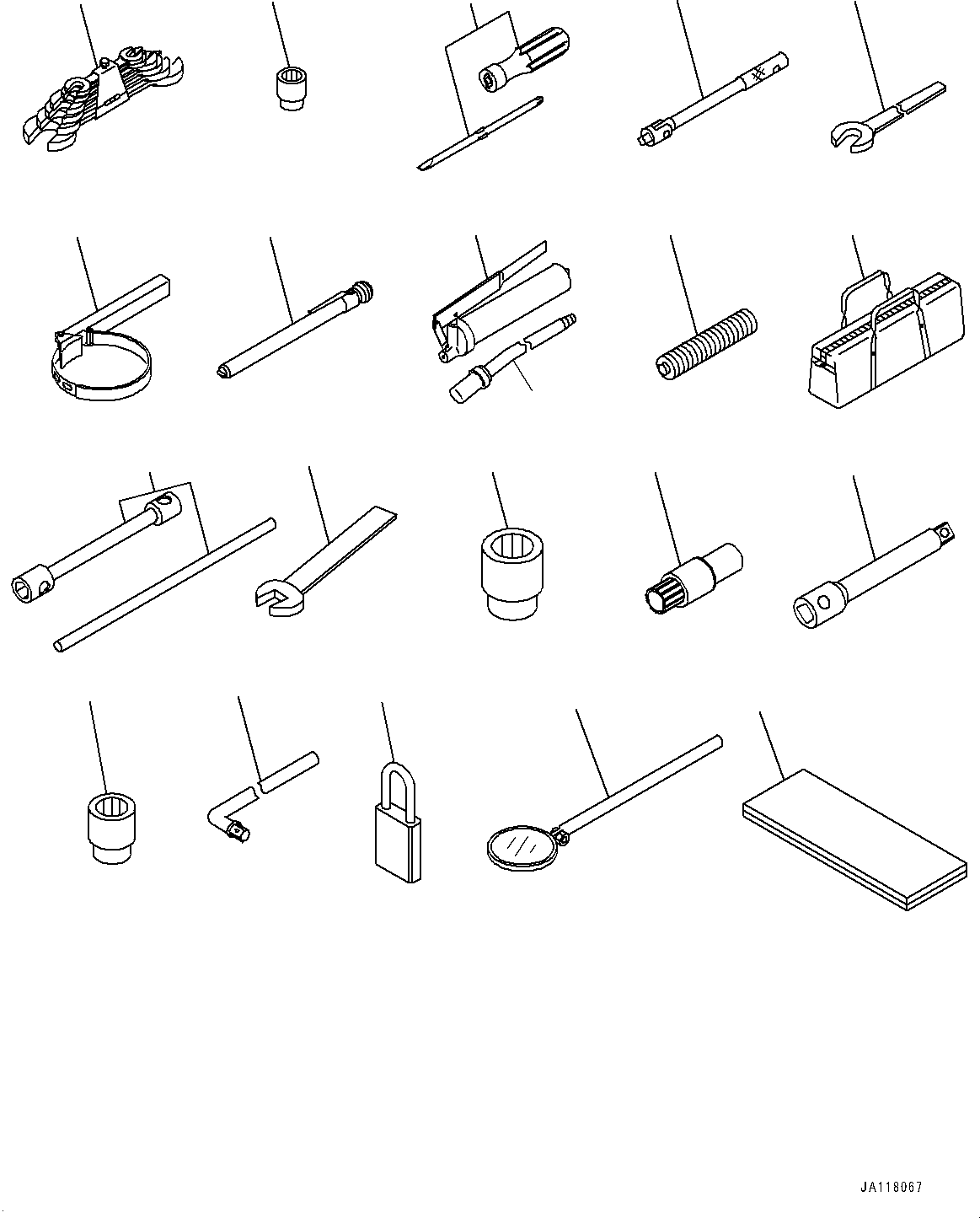 Komatsu parts book diagram for WA475-11E0 S/N H30051-UP: GENERAL TOOL SET, TOOL KIT KOMATSU
