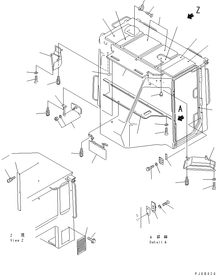 Wheel Loaders Komatsu / WA100-3A-SN S/N 53001-UP(wa100-4r) / 2-PERSONS CAB (ROOF AND INTERIOR TRIM)(#55001-)(240220 : K0210-34B1)