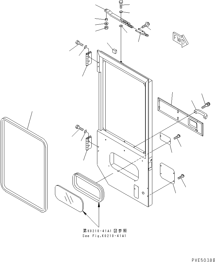 Wheel Loaders Komatsu / WA100-3A-SN S/N 53001-UP(wa100-4r) / 2-PERSONS CAB (DOOR RELATED PARTS R.H.)(#53001-55000)(240390 : K0210-43A1)
