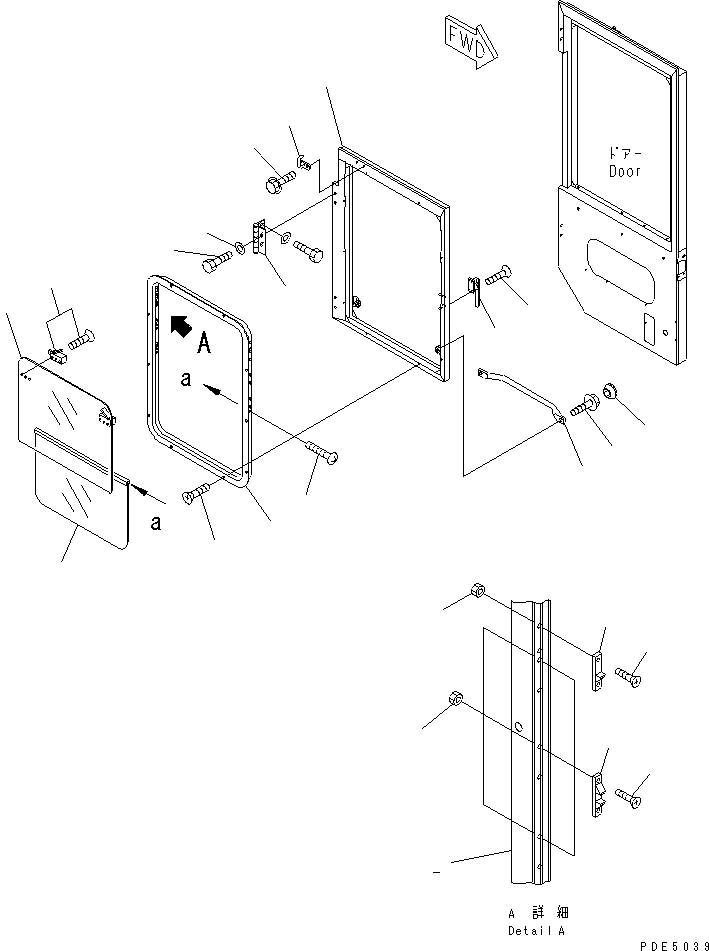 Wheel Loaders Komatsu / WA100-3A-SN S/N 53001-UP(wa100-4r) / 2-PERSONS CAB (WINDOW R.H.)(#53001-55000)(240410 : K0210-44A1)