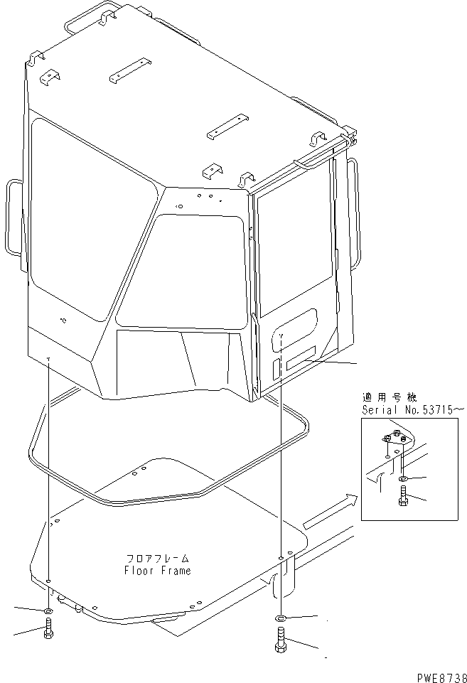 Wheel Loaders Komatsu / WA100-3A-SN S/N 53001-UP(wa100-4r) / 2-PERSONS CAB (MOUNTING PARTS AND MARK PLATE)(#53001-55000)(240500 : K0210-48A1)