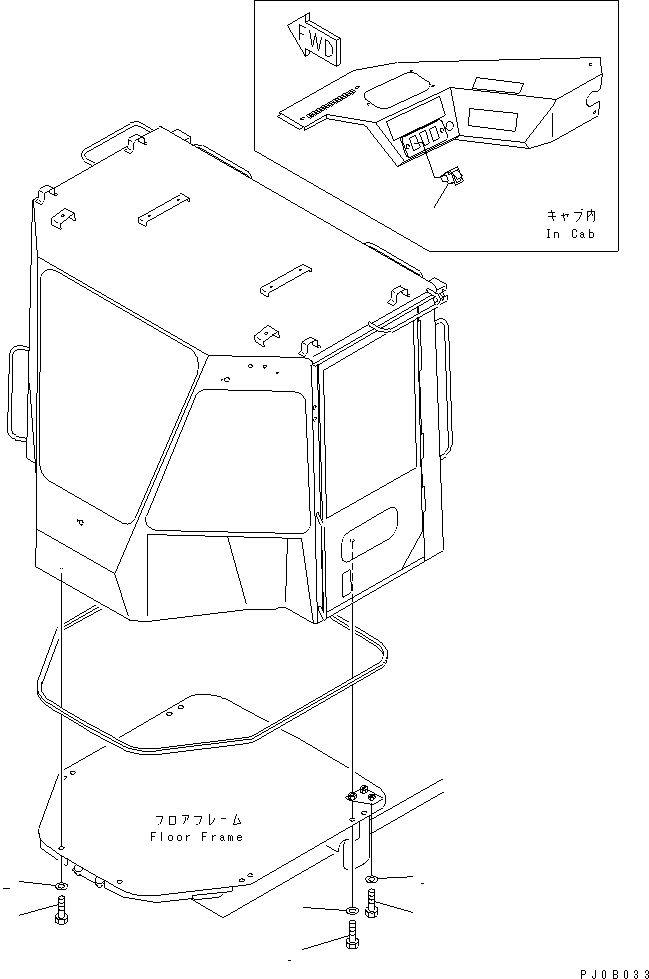 Wheel Loaders Komatsu / WA100-3A-SN S/N 53001-UP(wa100-4r) / 2-PERSONS CAB (MOUNTING PARTS AND SWITCH) (WITH HEAT WIRE GLASS)(#55001-)(240550 : K0210-49B3)