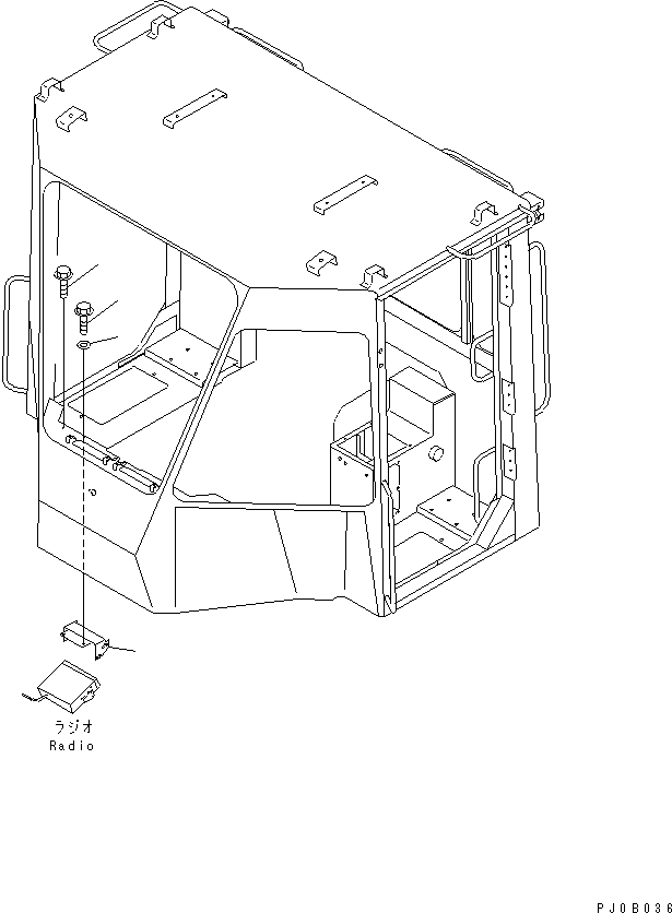 Wheel Loaders Komatsu / WA100-3A-SN S/N 53001-UP(wa100-4r) / 2-PERSONS CAB (RADIO BRACKET)(#55001-)(240610 : K0210-52B1)
